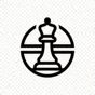 悠扬棋牌品牌标识——绿色棋盘底纹与金色棋子组合而成的圆形徽标